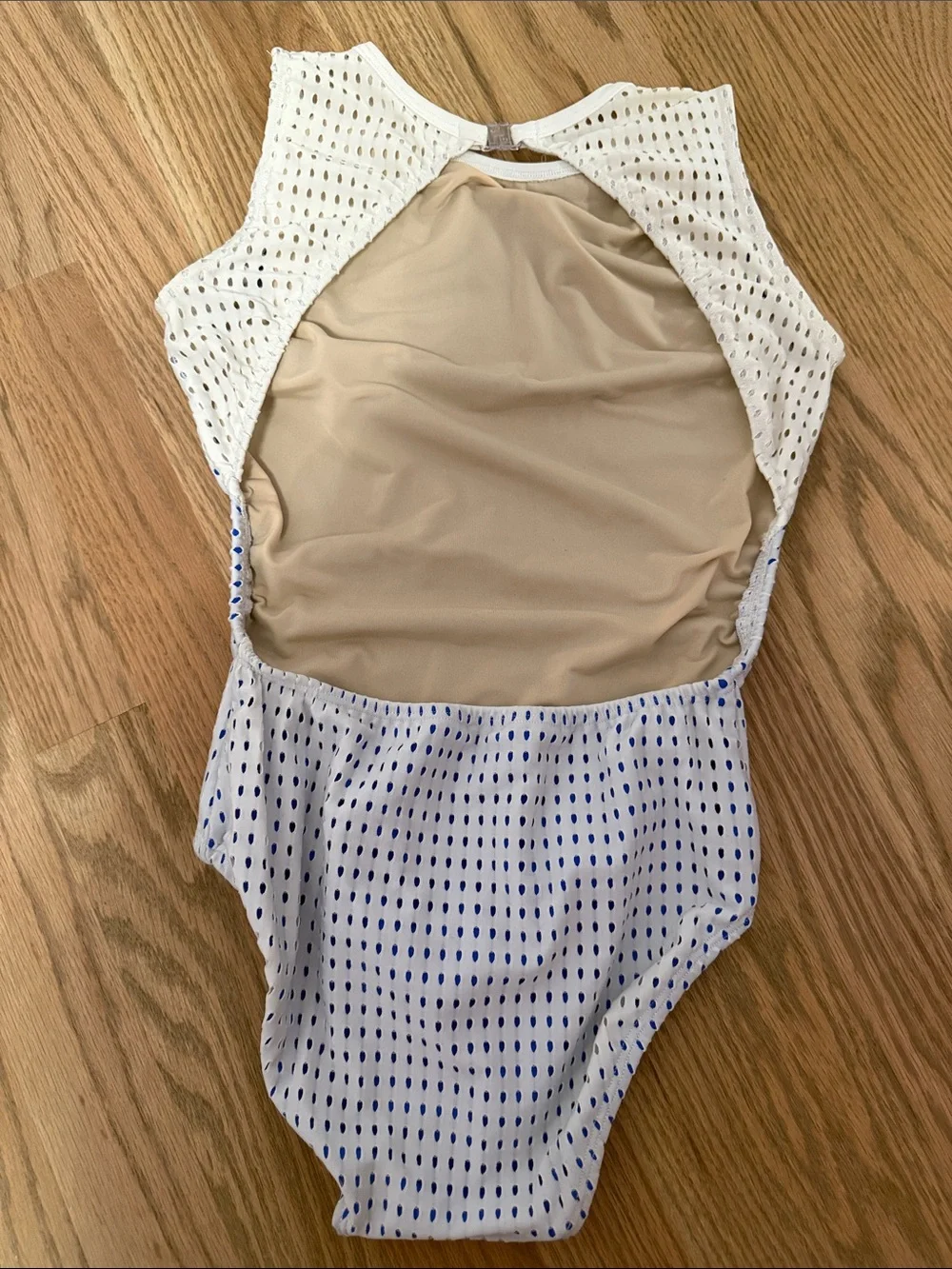 Girls White & Royal blue Dance Leotard - Classic Sleeveless